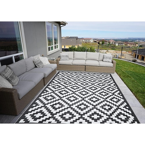 Outdoor-Teppich für die Terrasse, wasserdichte Kunststoff-Strohmatte für Camping, Outdoor, Indoor, Wohnmobil, Bodenmatte für Terrasse, Veranda, Deck, Balkon, Picknick, Strand Image