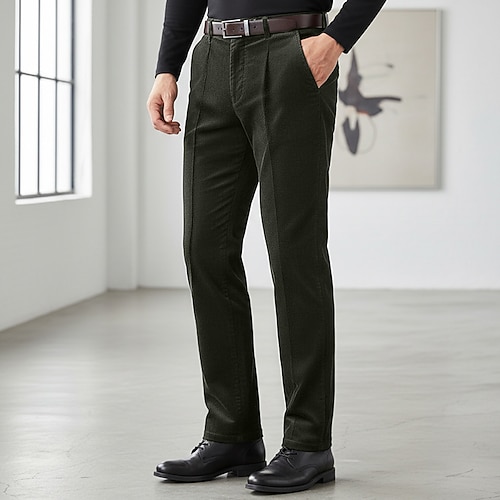 Herren Hose Anzughose Cordhose Winterhose Tasche Einfach Komfort Weich Volle Länge Outdoor Geschäft Lässig Mode Klassicher Stil Schwarz Marineblau Unelastisch Image