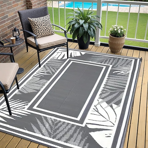 Outdoor-Matte mit modernem Muster, strapazierfähige Kunststoffmatte für Terrassen, Campingplätze, Pooldecks Wohnmobil Image