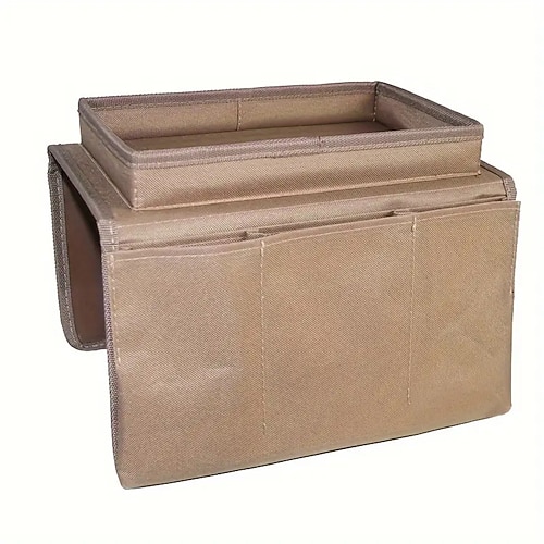 Aufbewahrungsbox für die Armlehne des Sofas mit integriertem Tablett – multifunktionales Aufbewahrungsfach, geeignet für Fernbedienungen, Zeitschriften, Snacks und Getränke – robuste Seitentaschen aus Image