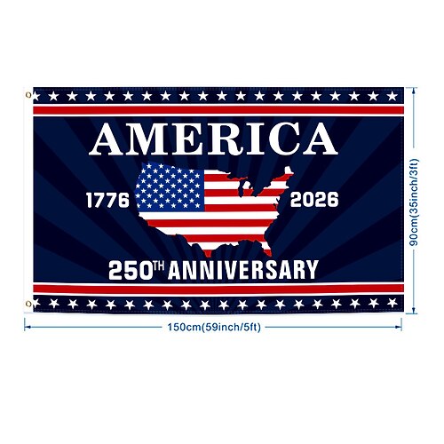 1776–2026 USA-Flagge zum 250. Jahrestag, 91 x 152 cm, patriotisches amerikanisches Dekorationsbanner für den Außenbereich für Hof, Garten, Haus oder die Feier zum Unabhängigkeitstag Image