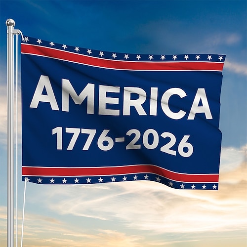 Flagge zum 250. Jahrestag der USA (Amerika 250 1776–2026) – Patriotische Sterne, Gartenschilder, Partyartikel, Hängedekoration für Haus und Garten – Willkommen zur Feier des 550. Jahrestages, 4. Juli, Unabhängigkeitstag