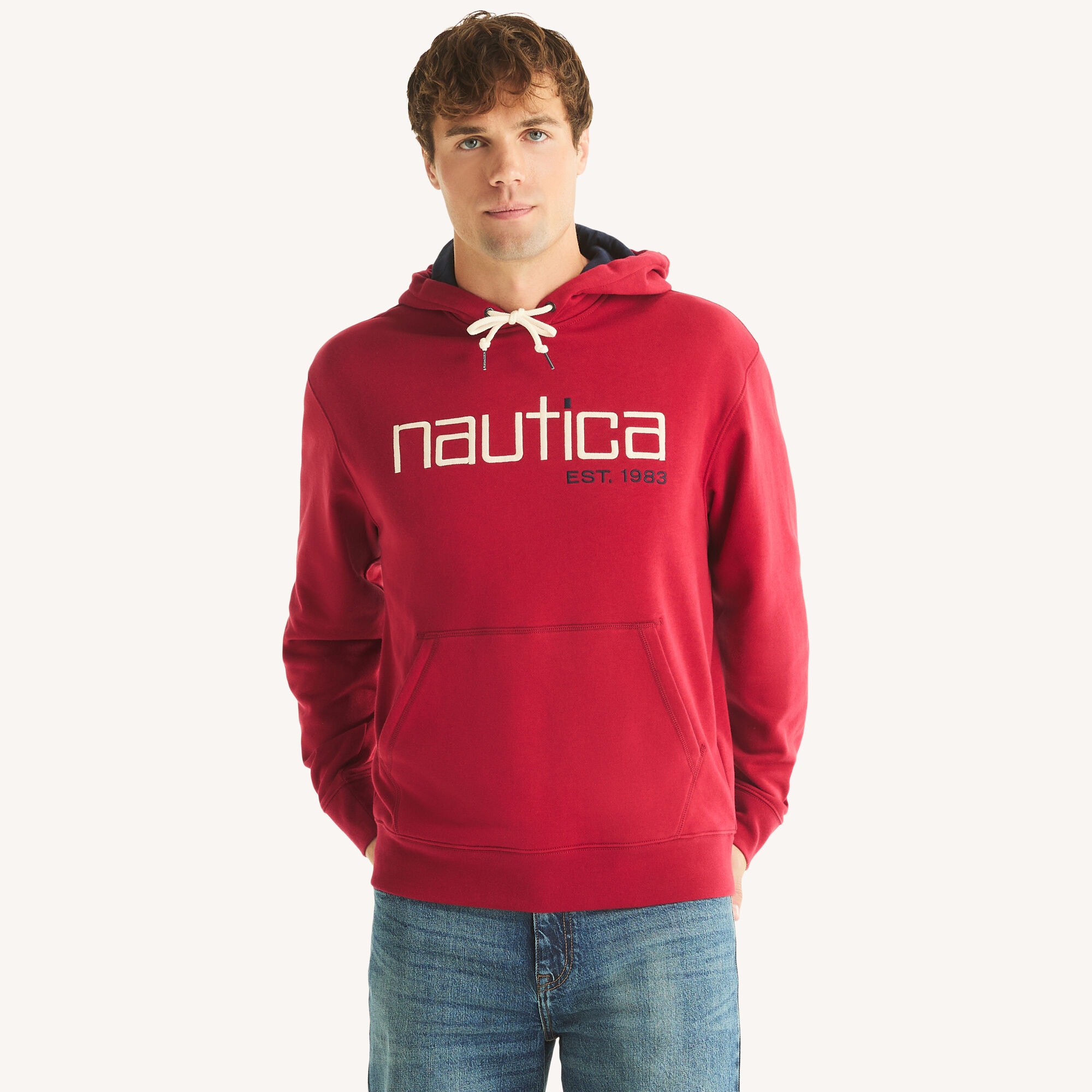 Nautica Men's Pullover Fleece Hoodie 690 (Rio Red), XXL