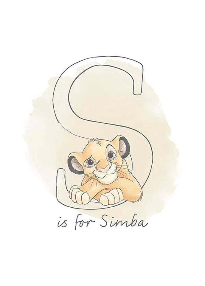 Bild KOMAR "S like Simba", bunt (farbe bild(er): bunt), B:50cm H:70cm, Holz, Papier, Bilder, Wandbild zur Dekoration im Kinderzimmer - ohne Rahmen Image