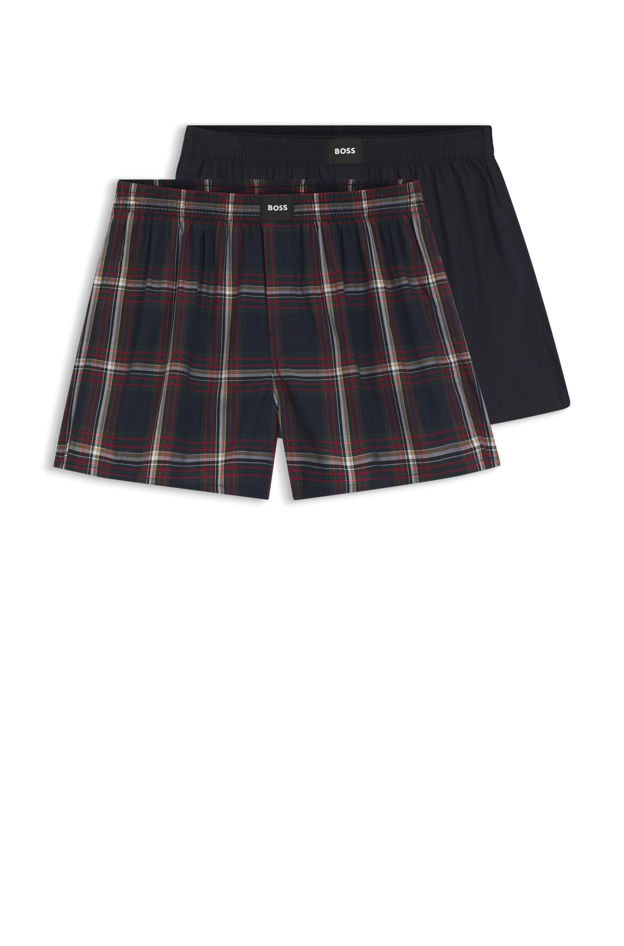 Boxer BOSS "2P Boxer S. CW Peach", Herren, Gr. L, open blau 460, Jersey, Obermaterial: 100% Baumwolle, bequem, Unterhosen, mit BOSS Logopatch auf dem Bund Image
