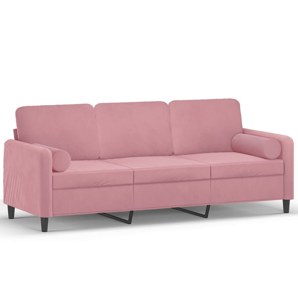 vidaXL 3-Sitzer-Sofa mit Zierkissen Rosa 180 cm Samt Image