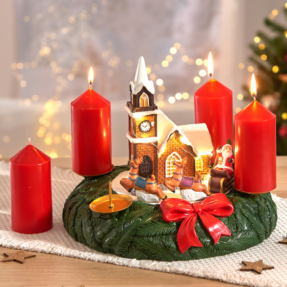 LED-Weihnachtskirche Adventskranz Image