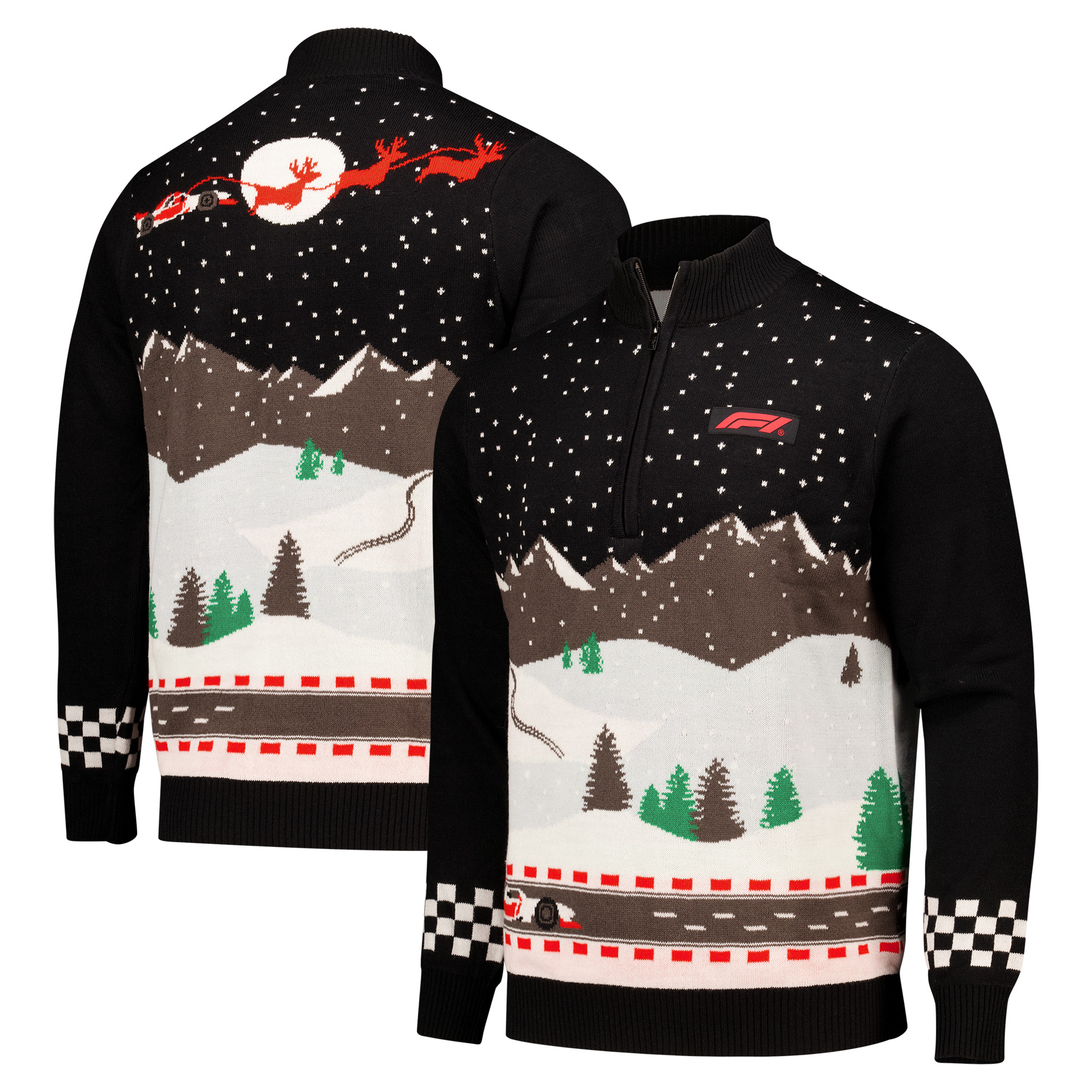 Formel 1 Weihnachtspullover mit 1/4-Reißverschluss Image