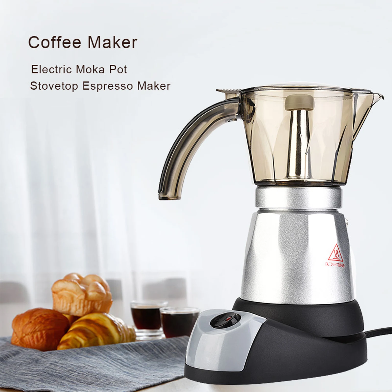 Pot Moka électrique de grande capacité, cuisinière, cafetière expresso, percolateur à café 300ml