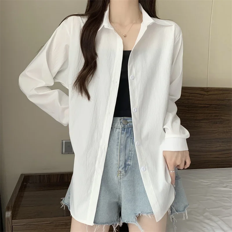 Zjaiss 2026 Neue Herbst Winter Lose Feste Blusen Frauen Lange Ärmeln Casual Shirts Mode Vielseitig Drehen-unten Kragen Tops Image