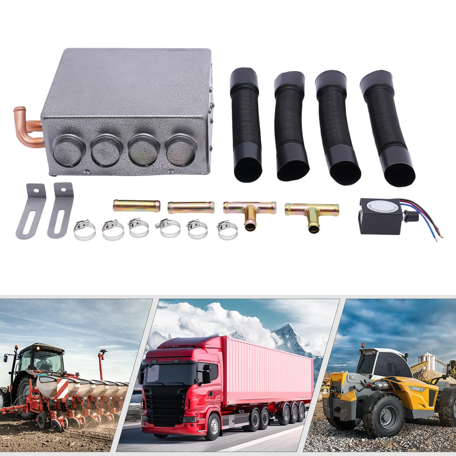Sbrinatore universale sotto il cruscotto con interruttore di velocità per camion per auto 4 porte 12V grigio, riscaldatore per auto automatico, rame, ferro