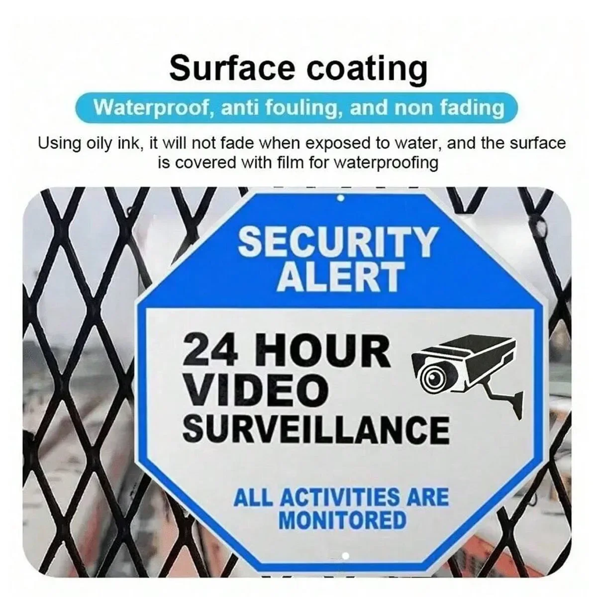 Warnschild – Schild für Überwachungskameras, reflektierendes Sicherheitsschild, „No Trespassing“-Schild, Schild für Überwachungskameras im Freien Image