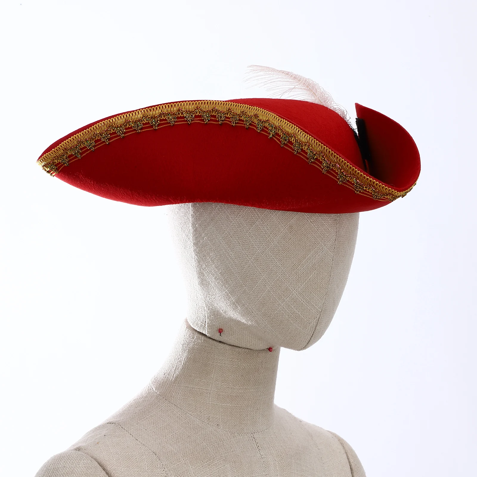 Einzigartiger Piratenkapitän-Hut für Damen und Herren, Cosplay, Kolonial-Tricorn-Hut, metallische Krempe, verschönern Filzhut, Halloween, Karneval, Leistung Image