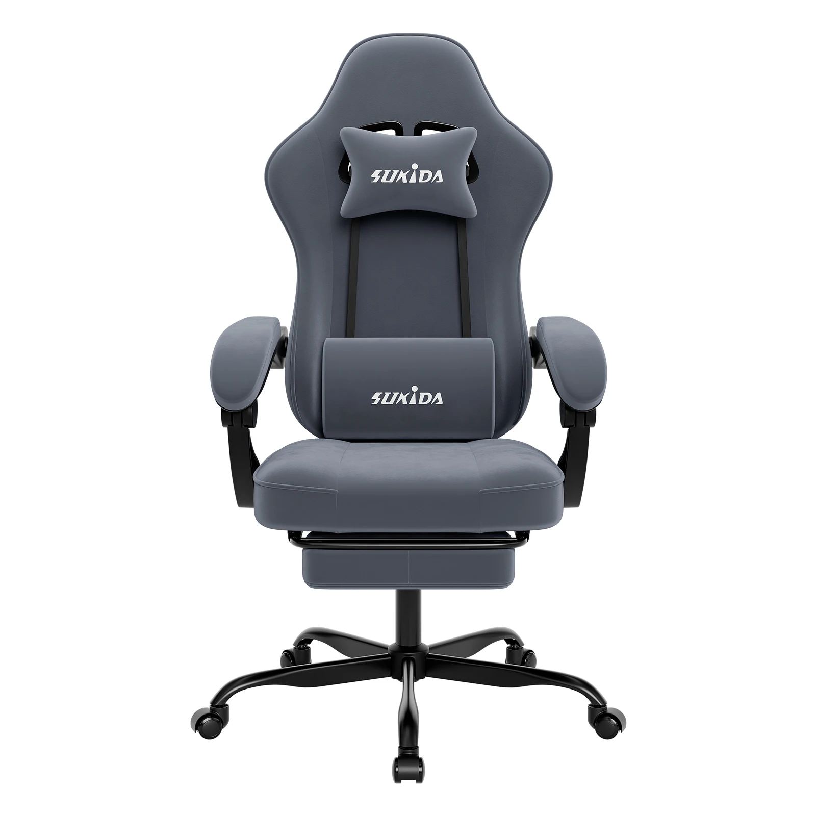 SUKIDA Gaming-Stuhl mit Fußstütze, PC-Stuhl im Racing-Stuhl-Design, ergonomischer Bürostuhl, verstellbar mit Lordosenstütze Image