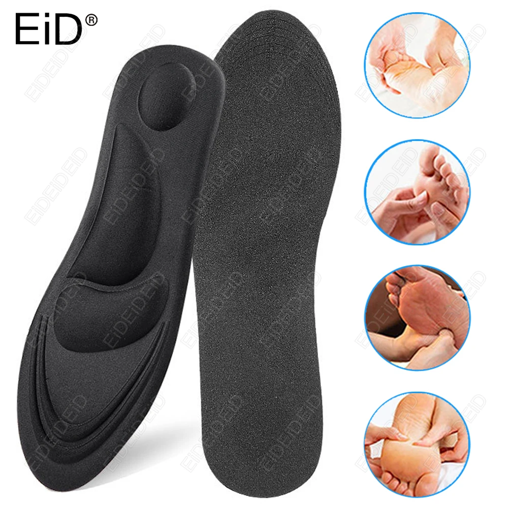 1/2 Paar 4D-Memory-Schaum-Einlegesohlen, Fußgewölbeunterstützung, Plantarfasziitis/Plattfüße, Linderung, Dämpfung, rutschfest, für Sport/Schuhe, Mann und Frau Image