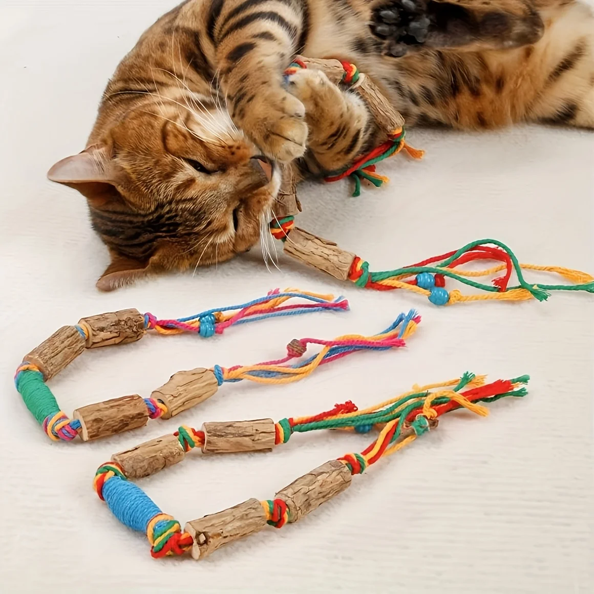 2-teiliges Spielzeug, das Katzen spielt anzieht – ein natürliches Katzenspielzeug aus Seil, das zum Kauen und zur Zahnpflege verwendet wird Image