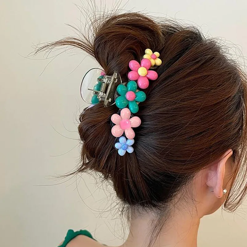 Niedliche und vielseitige Blumen-Haarnadel für die Rückseite des Kopfes, Haarfänger, großes, hochwertiges Hai-Clip-Haar-Accessoire Image