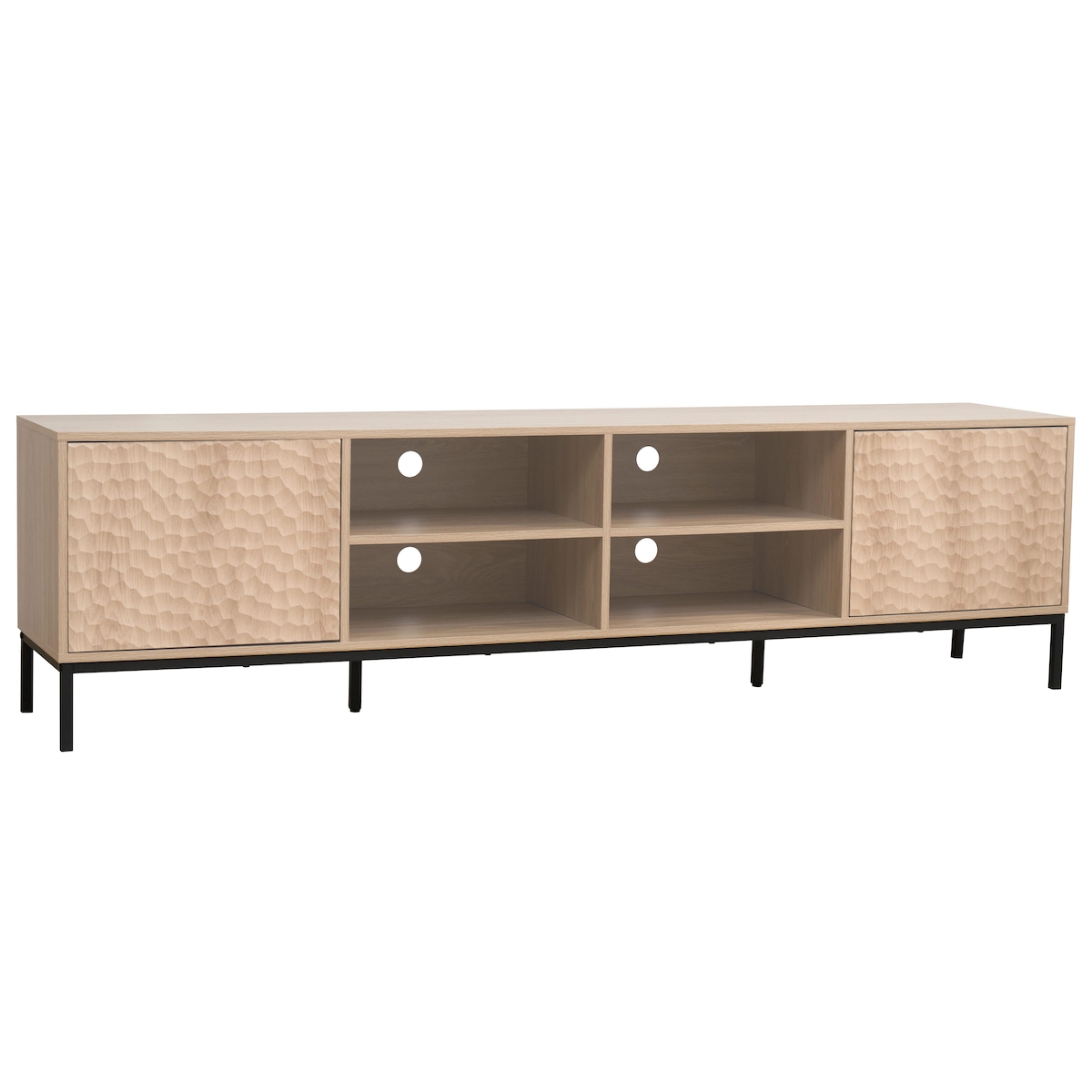 Oviala Business Rechteckiger TV-Schrank mit 2 Türen, L200 cm, helles Holz Image