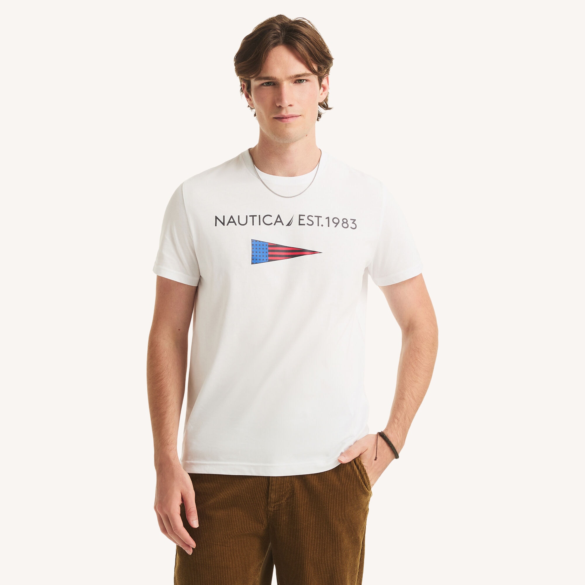 Nautica Men's 1983 Graphic T-Shirt 101 (Bright White), L