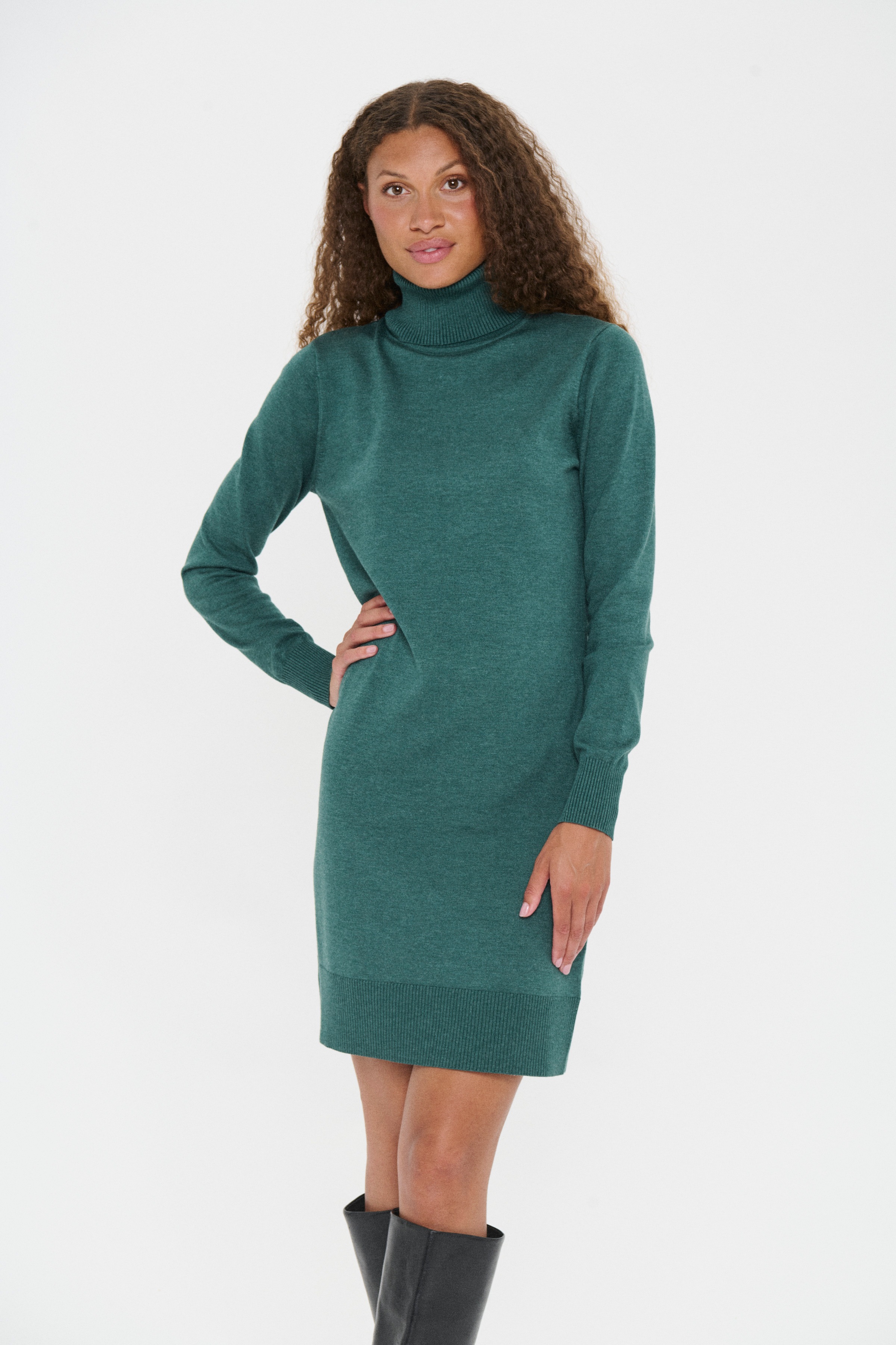 Strickkleid SAINT TROPEZ "U6801, MilaSZ Rollneck Dress", Damen, Gr. XS, N-Gr, june bug melange, Strick, Obermaterial: 80% Viskose, 20% Polyacryl, meliert, Kleider Image