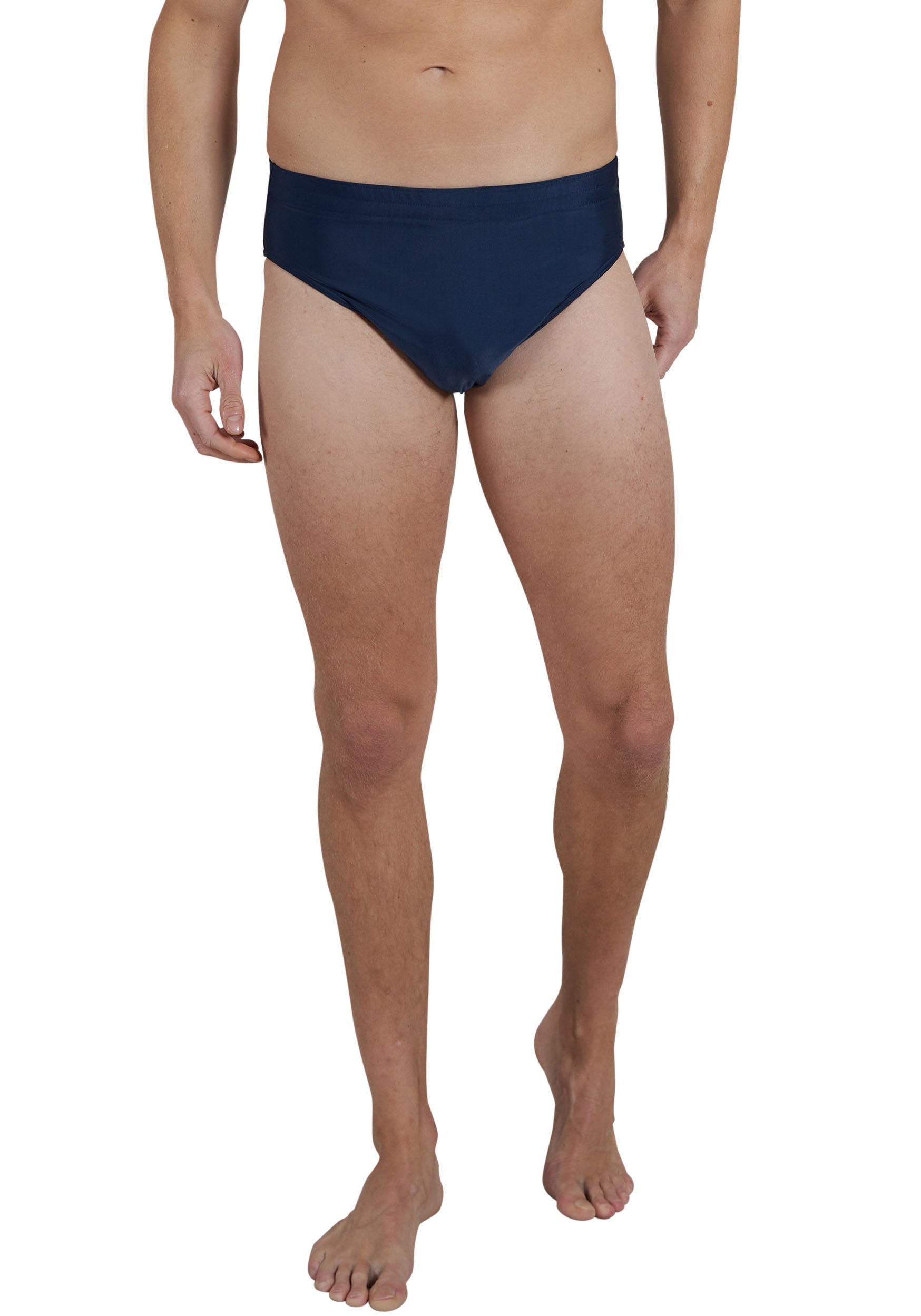 Badeslip CECEBA "Atlanta", Herren, Gr. 14 (6XL), N-Gr, blau (blau, dunkel, uni), Elasthan, Polyester, unifarben, Badehosen, mit großem Größenlauf, schnelltrocknend, figurnah geschnitten, bequem Image