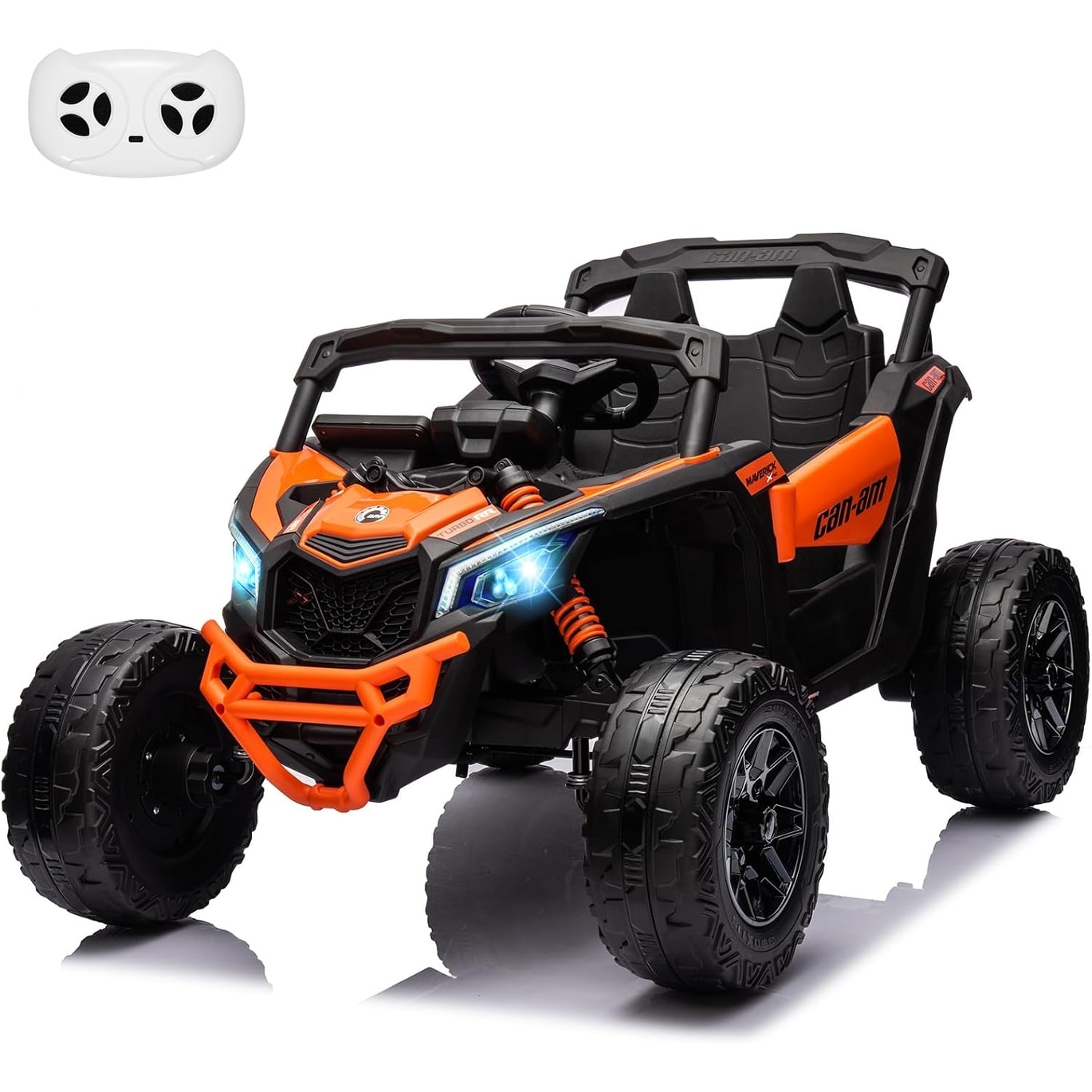 12V Licensed Can-Am Kids Ride On UTV, Electric Off-Road Car w/Remote, LED Lights, Music, Safety Belt, Open Doors