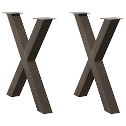 vidaXL Esstischbeine X-Form 2 Stk. Naturstahl 70x(72-73) cm Stahl Image