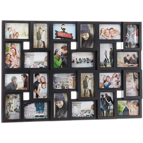 relaxdays Bilderrahmen Collagen 24 Bilder schwarz schwarz Image