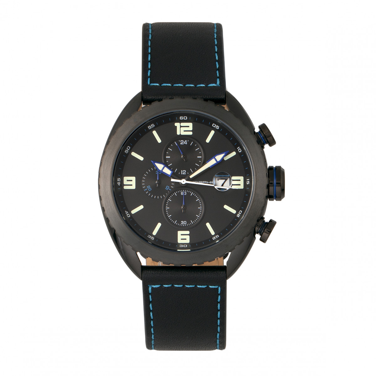 Montre chronographe à bracelet en cuir Morphic M64 Series avec date Image