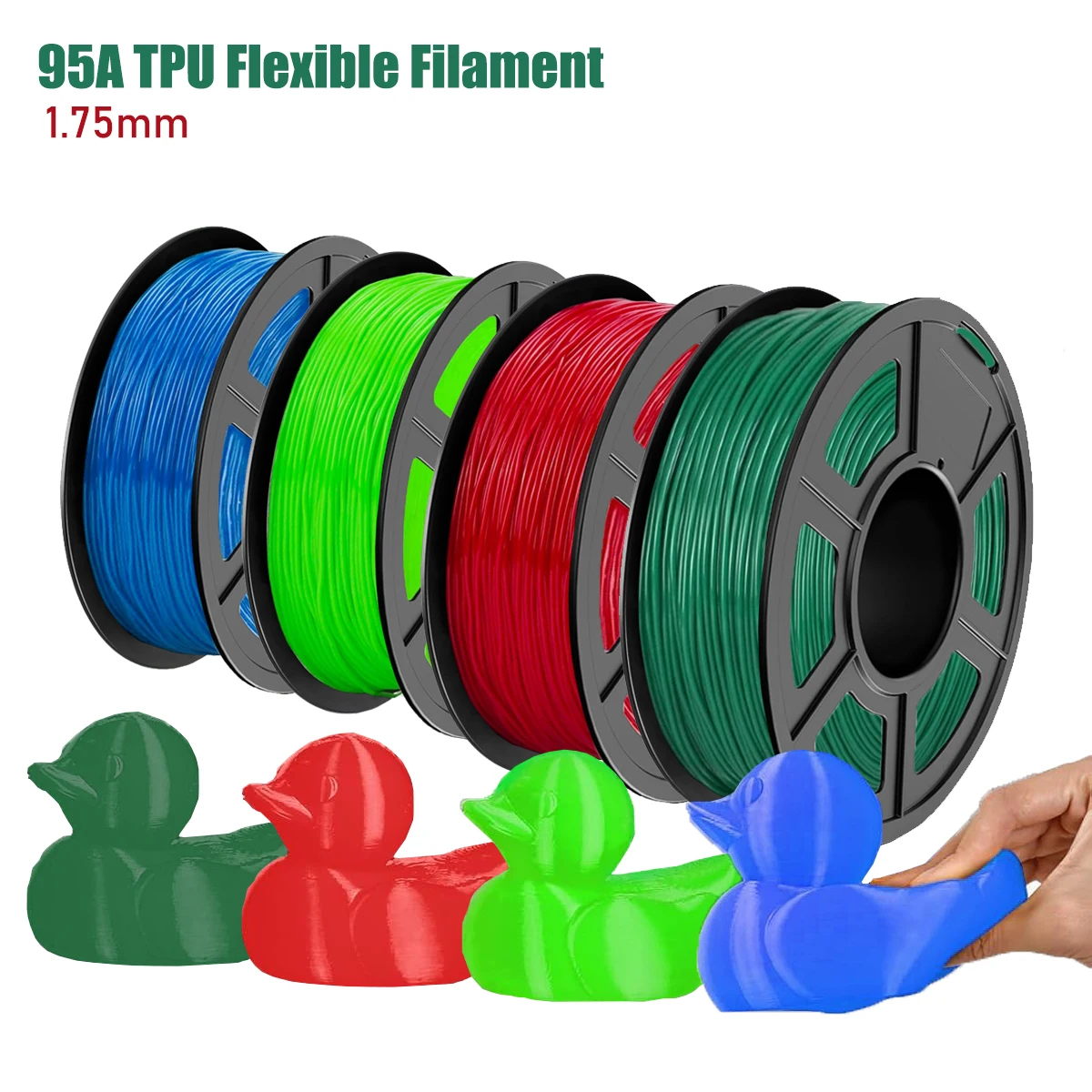 TPU-Filament 1,75 mm, 95 A 3D-Drucker-Filament, flexibles TPU-Filament, Maßgenauigkeit +/- 0,03 mm, passend für die meisten FDM-3D-Drucker Image