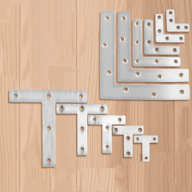Verstärkte Edelstahl T/L-förmige Möbeleckenverbinder, Winkelstahlhalterungen, Holzplattenverbinder, Schichtplattenverbinder Image