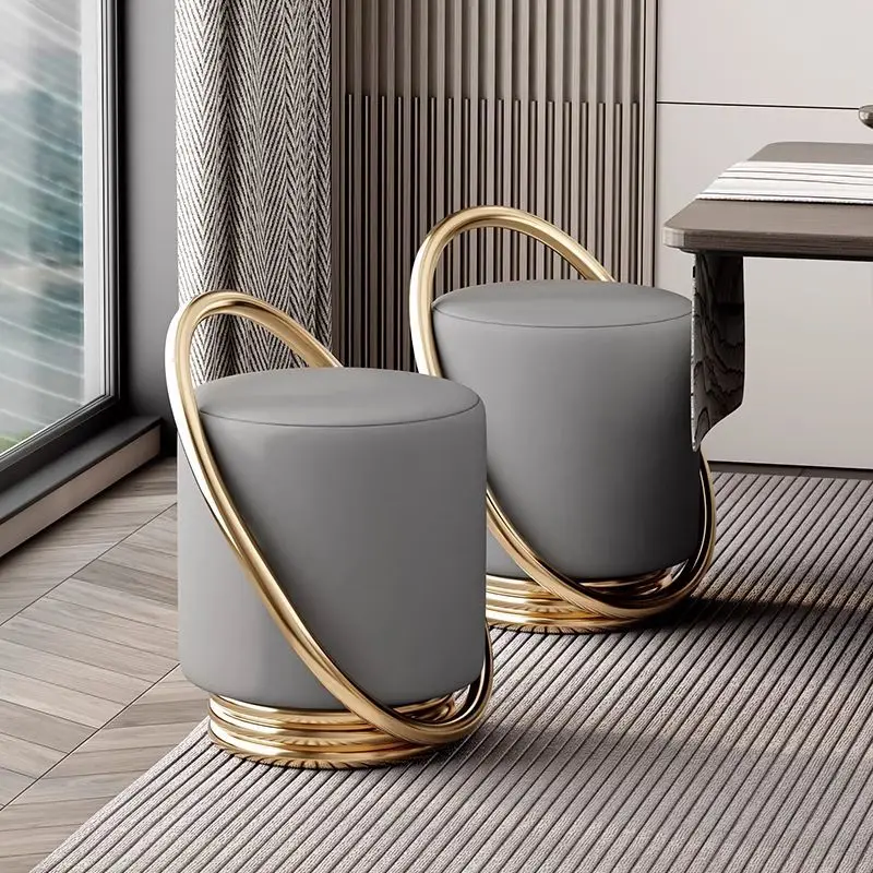 Schminktisch, Hocker, Couchtisch für Zuhause, Wohnzimmer, einfaches Schlafzimmer-Make-up-Sofa, nordischer, moderner, leichter, luxuriöser runder Schminktisch Image