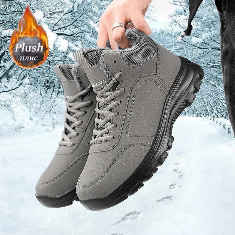 ELUVA Herren-Schneestiefel, Winter-Thermostiefel, wasserdicht, rutschfest, leicht, warm, arktische Trekkingschuhe für Outdoor-Wanderarbeiten Image