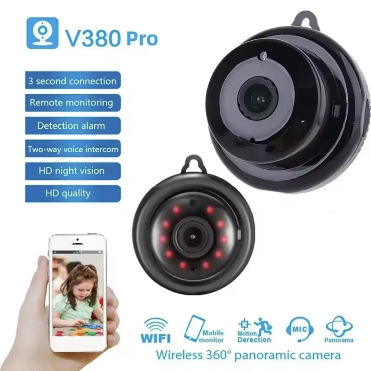 V380 Pro FULL HD 1080p MINI Kamera WIFI Smart Home Sicherheit Schutz IP Nachtsicht Camcorder Tragbare Überwachung Recorder Image