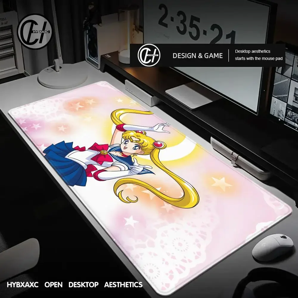 Sailor Moon HD Print Mouse Pad Computer Gamer Non-Slip Locking Edge Mousepad XXL90x40cm Keyboard PC Desk Mat
