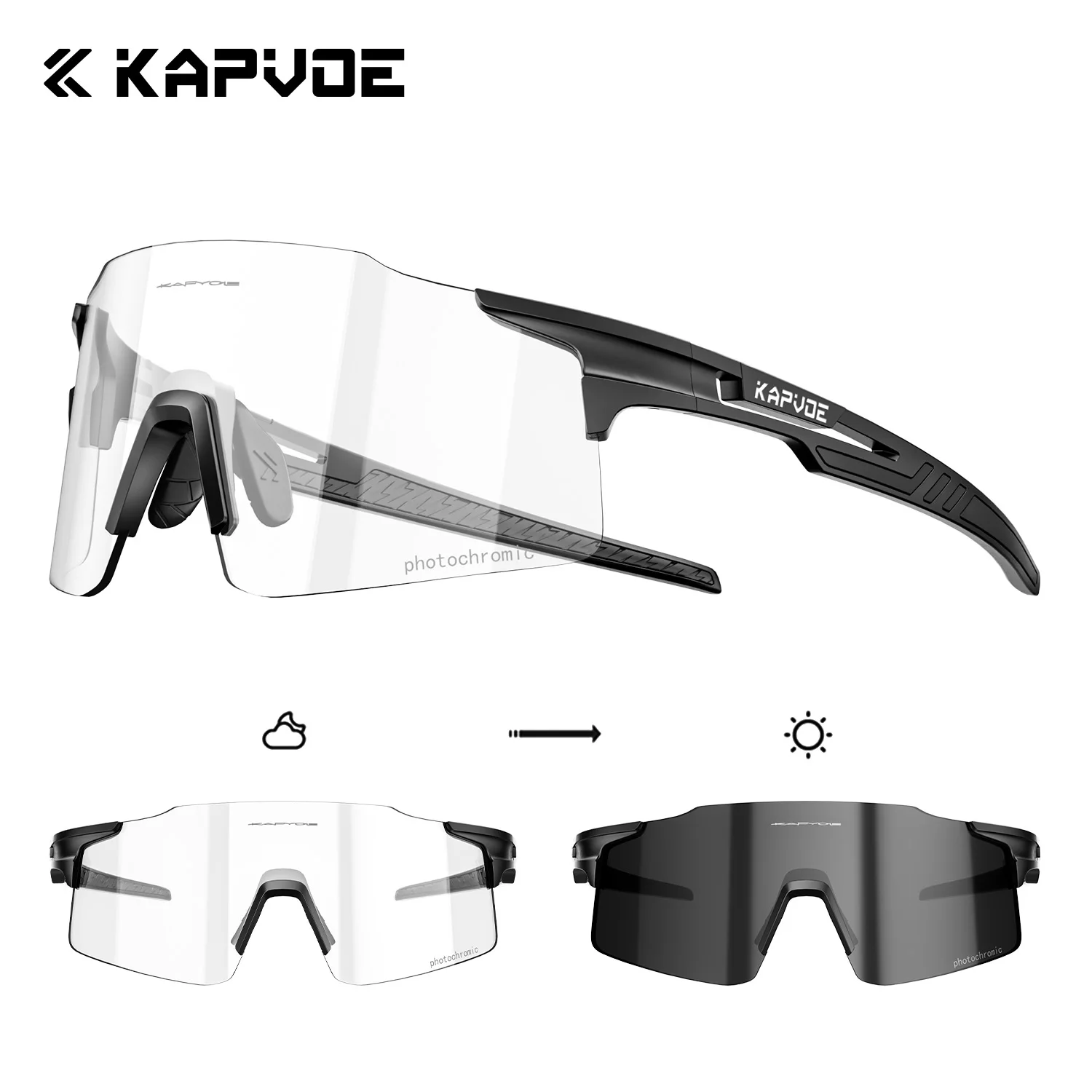 KAPVOE Radfahren Sonnenbrille UV400 Photochrome MTB Fahrrad Radfahren Brillen Outdoor Sport Rennrad Racing Ausrüstung Camping Maske Image