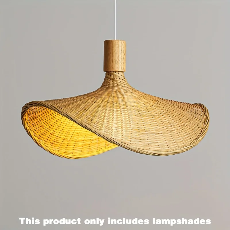 Handgewebte Bambus-Lampenschirm-Hängelampe, Kronleuchter im rustikalen Stil, Lampenschirm aus Strohhut, Pendelleuchte, 50 cm E27-Beleuchtungskörper