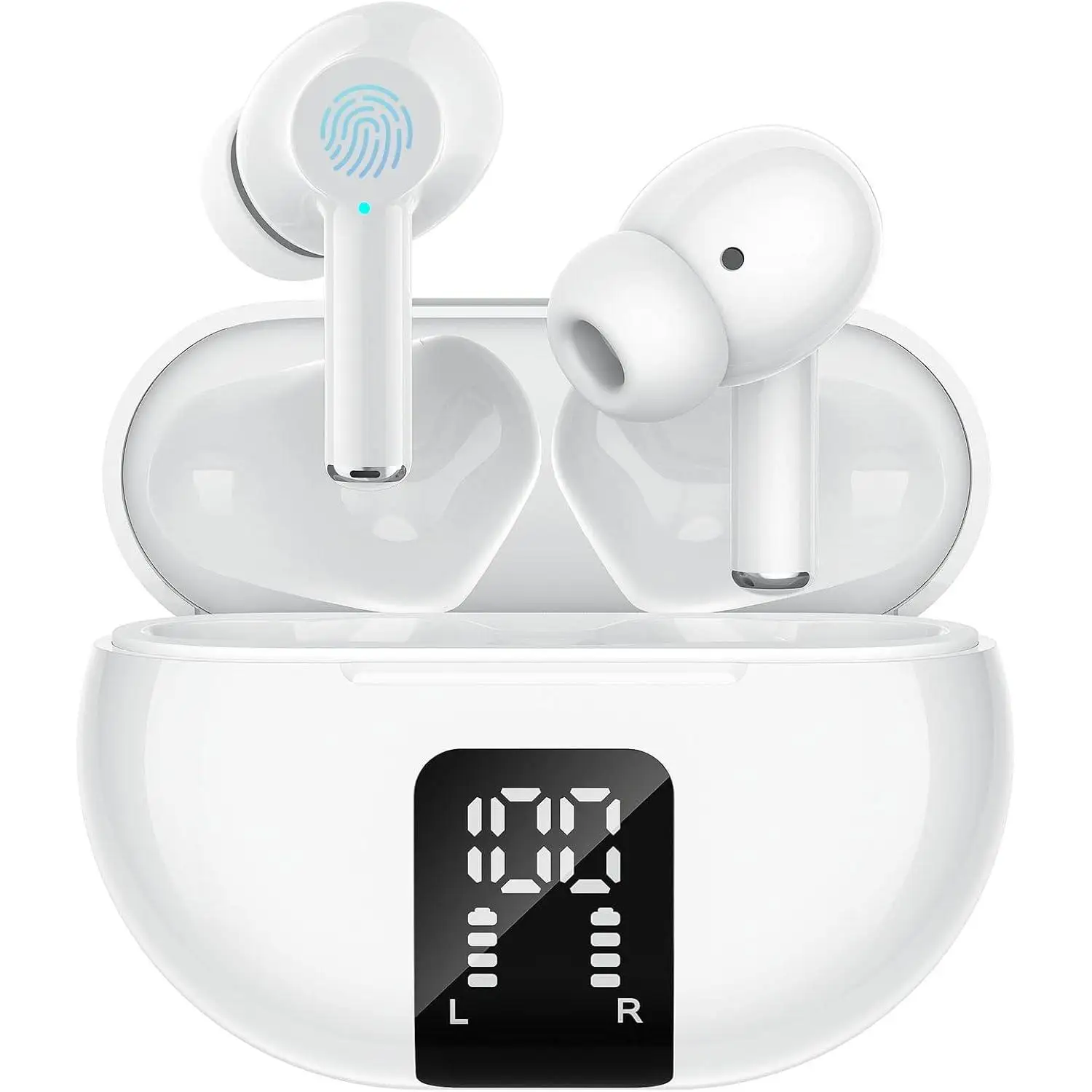 Cuffie wireless con cancellazione del rumore, cuffie wireless Bluetooth 5.3 con 4 microfoni HD, stereo HiFi, schermo LED HD, riproduzione 30 ore, controllo touch, impermeabile IPX7