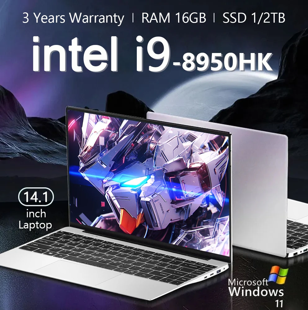 2025 Portable Gaming Laptop Computer PC Intel Core i9 8950HK Windows 11 Por 14.1
