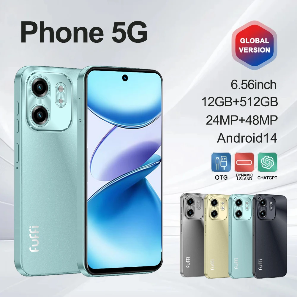 FUFFI X7 Pro Smartphone Android14 5G Phone Dual Card 6.56Inch HD 12GB+1TB ROM MTK 8 Core 5800mAh Google Play Store Cellphone