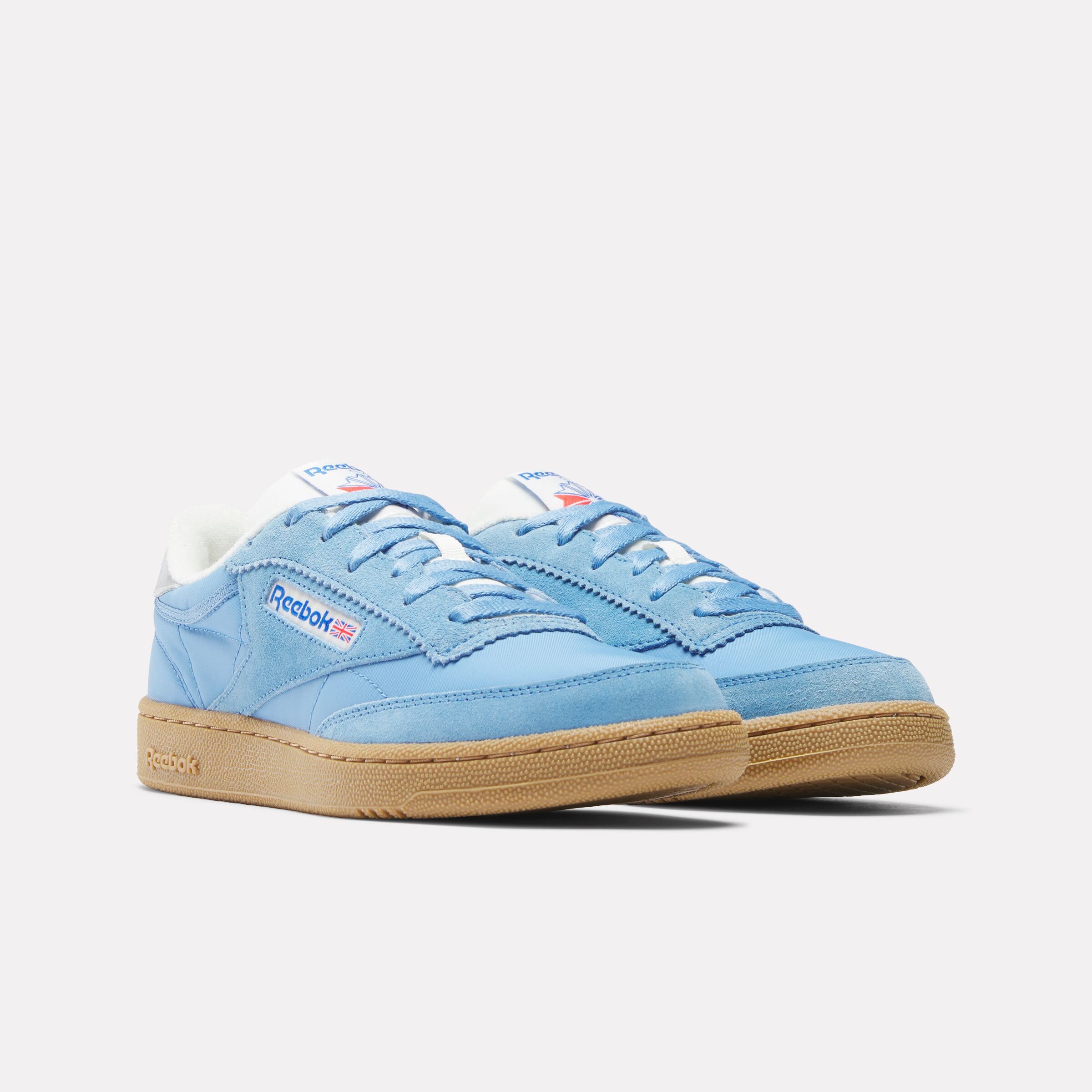 Sneaker REEBOK CLASSIC "CLUB C 85", Damen, Gr. 39, essentialblau, chalk, gum, Leder, Synthetik, Textil, Schuhe Sneaker