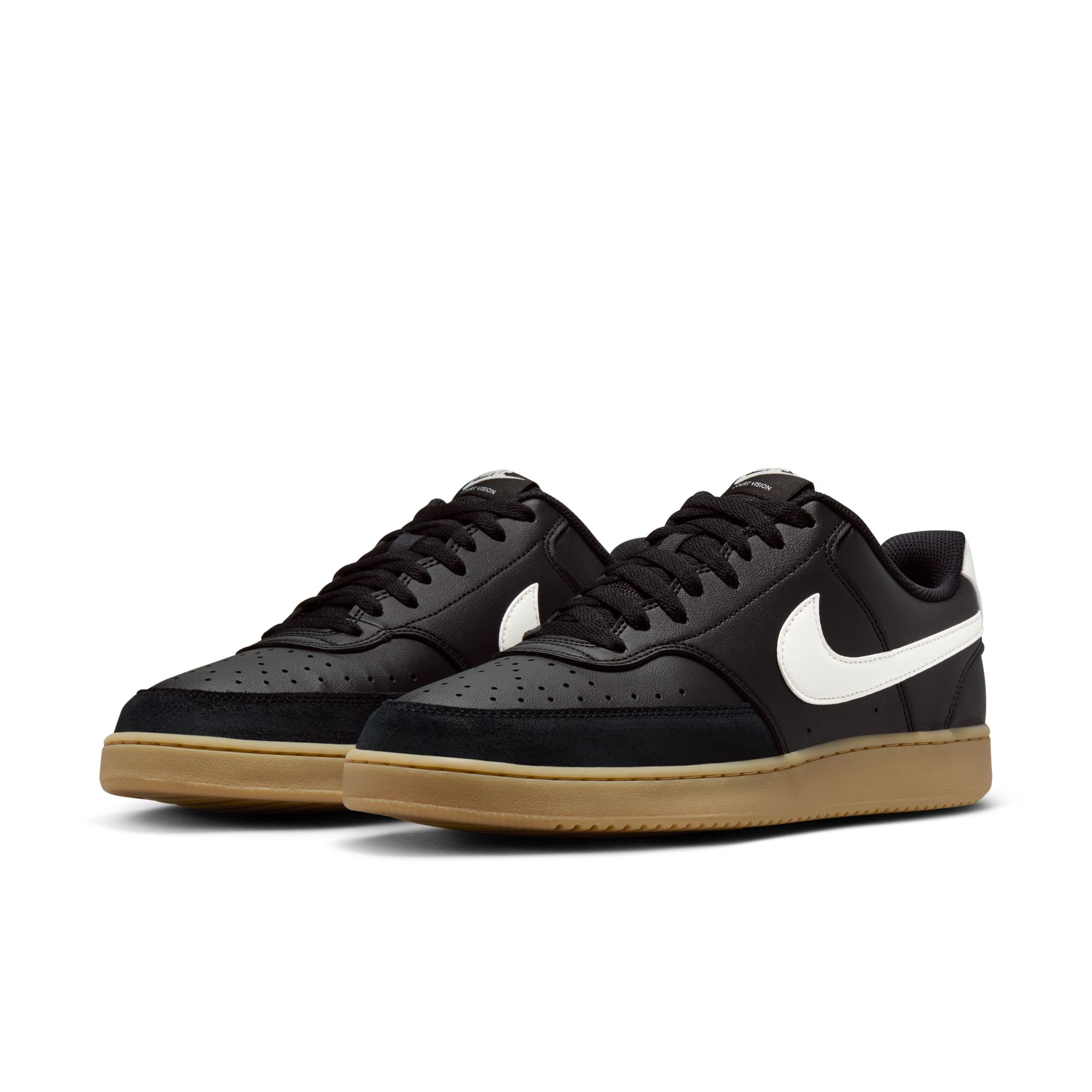 Sneaker NIKE SPORTSWEAR "COURT VISION LO", Herren, Gr. 44, schwarz, sail, gum light braun, Synthetik, Textil, Schuhe Sneaker