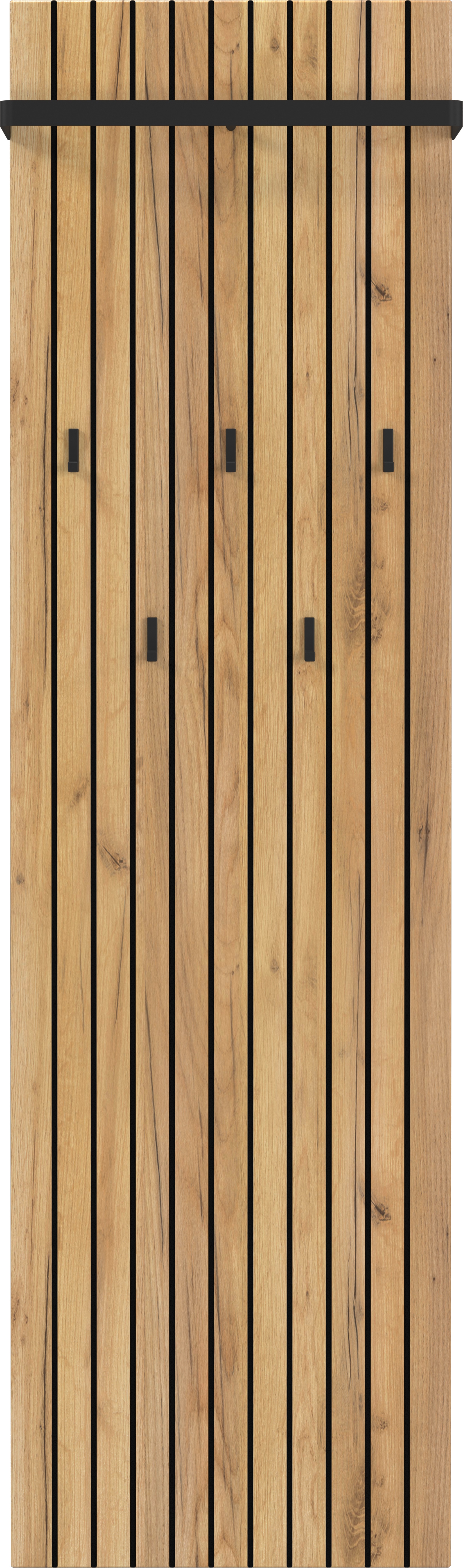 Garderobenpaneel GERMANIA "GW-Libbiano Plus", navarra, eiche, nachbildung, schwarz, B:46cm H:160cm T:18cm, Metall, Spanplatte, Garderobenpaneele, Garderobenpaneel, ohne Styropor verpackt