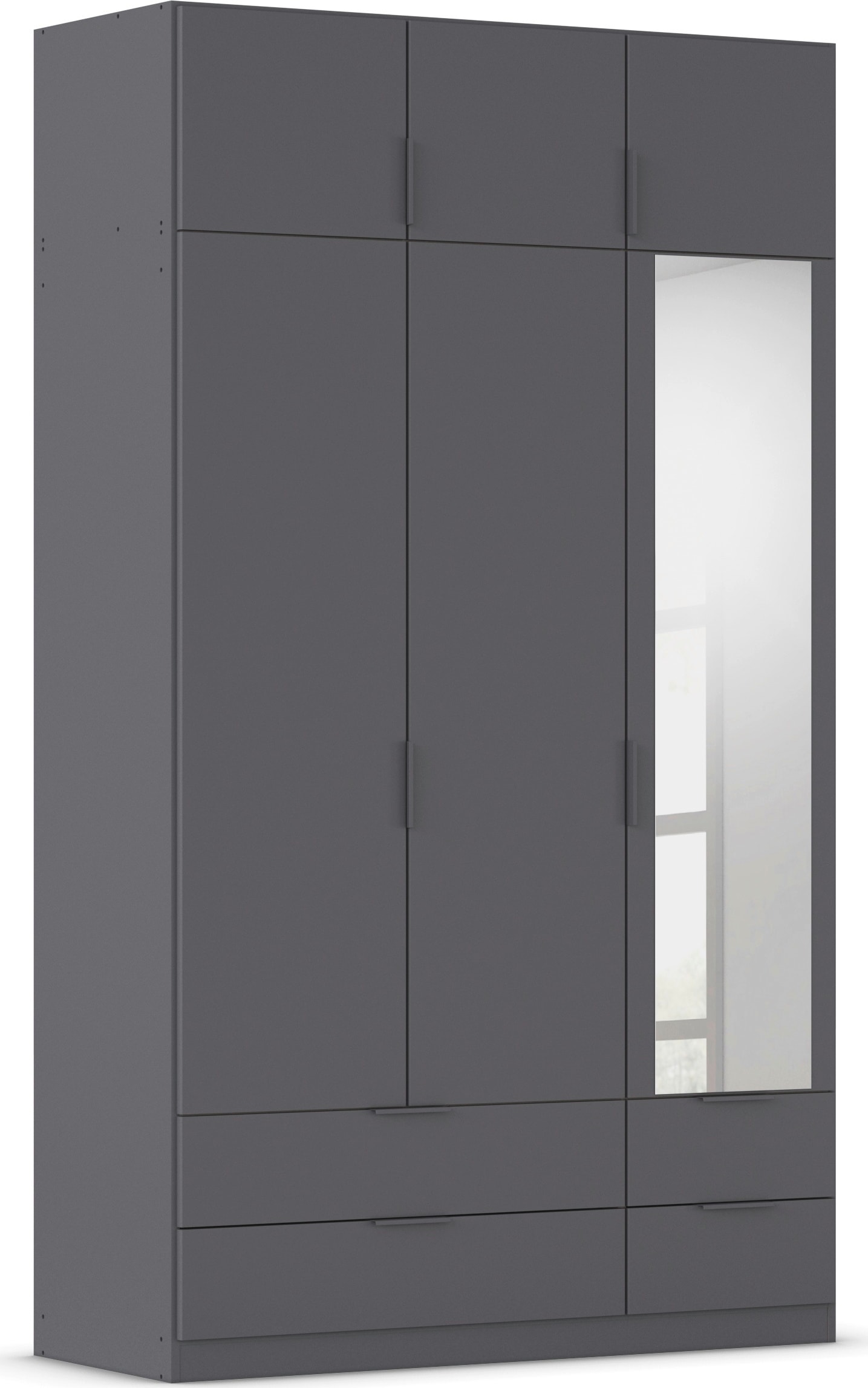 Kleiderschrank RAUCH "Drehtürenschrank Schrank Garderobe Ankleide Schlafzimmer LAGOA", graumetallic, B:136cm H:235cm T:54cm, Holzwerkstoff, Schränke, geräumige Schubladen, 3 Breiten, optional mit Aufsatz MADE IN GERMANY Image