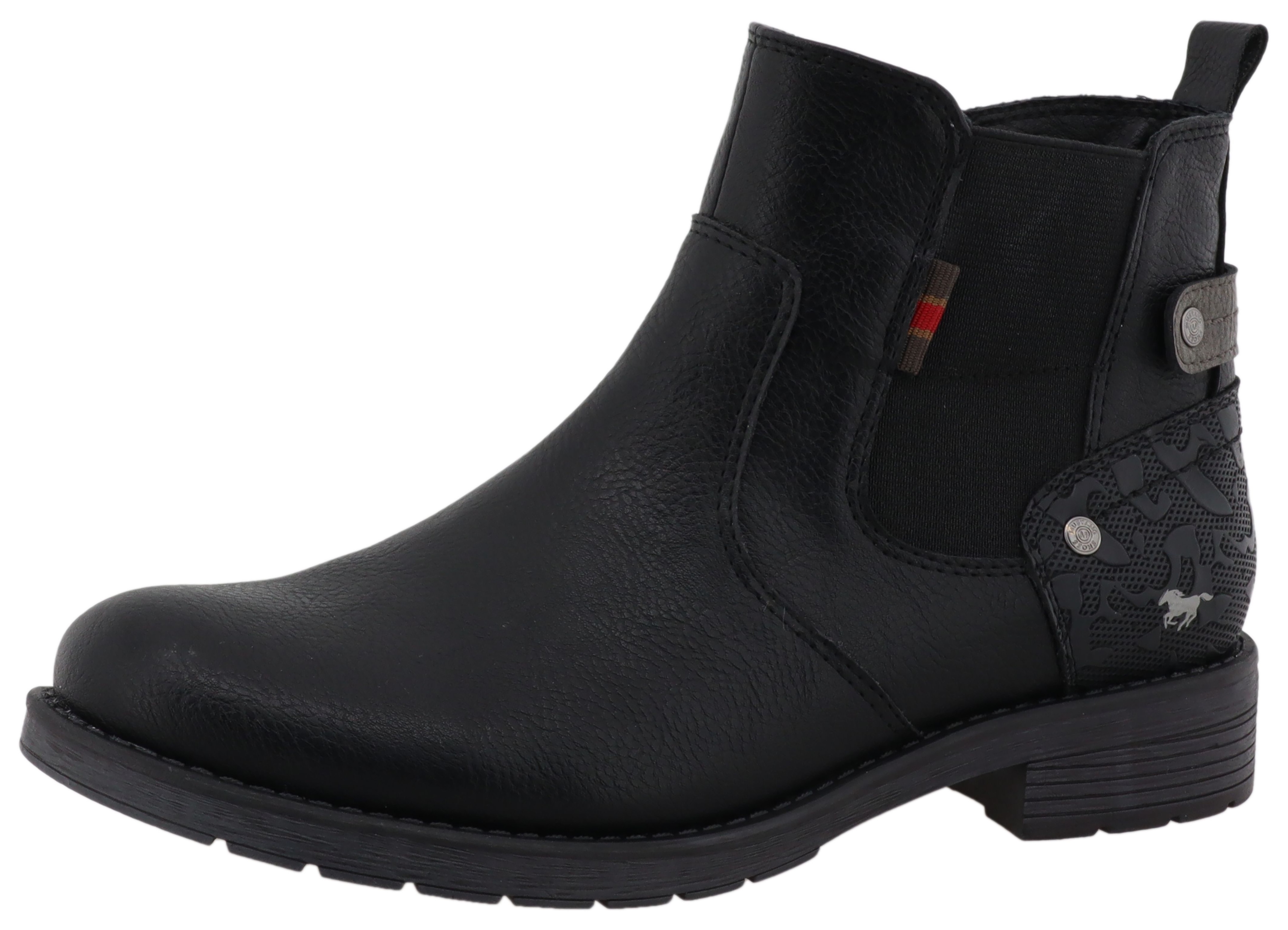 Winterboots MUSTANG SHOES "Elfi", Damen, Gr. 43, schwarz, Lederimitat, Textil, Schuhe Winterboots, Winterboots mit Stretcheinsatz