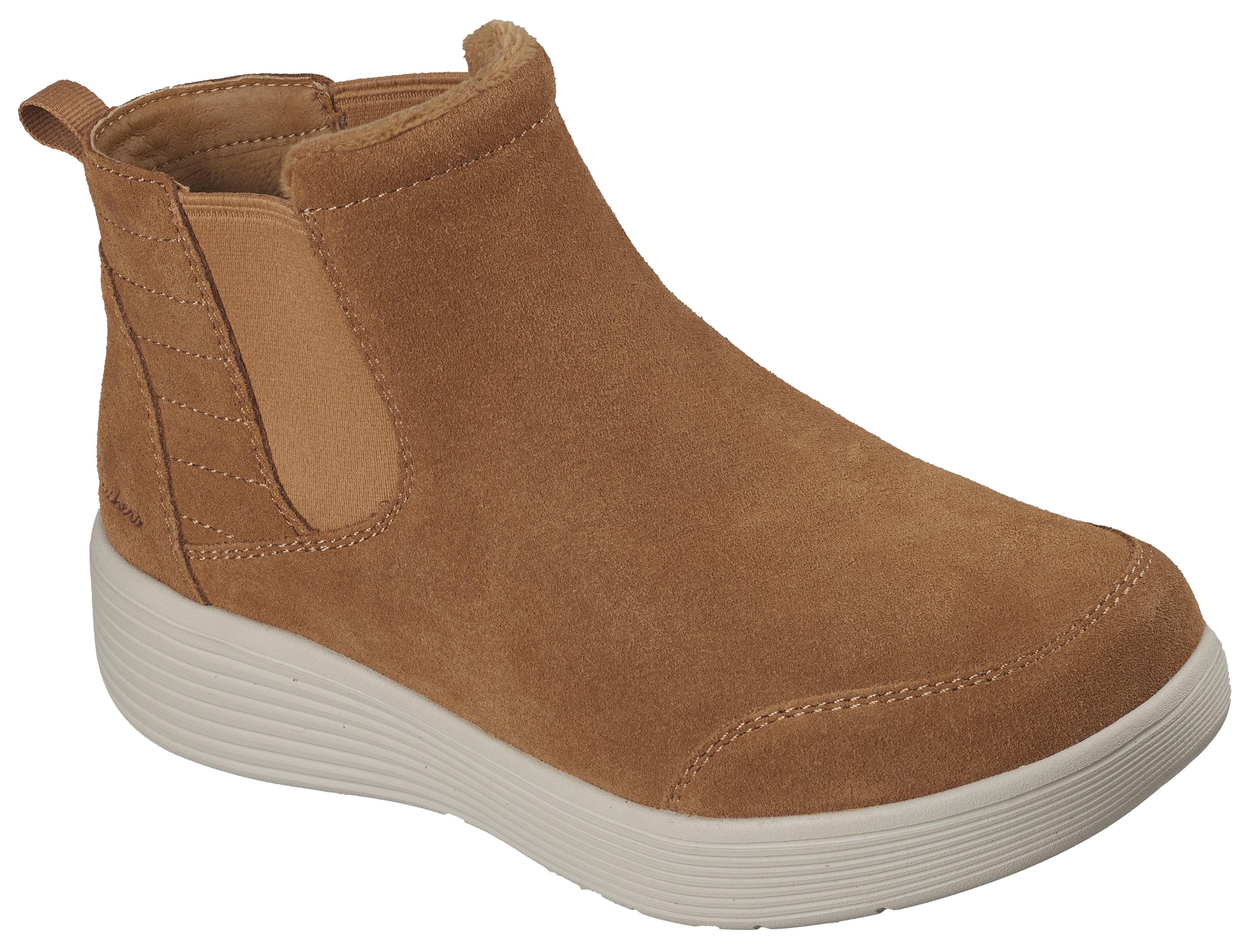 Chelseaboots SKECHERS "ARCH FIT LAGUNA", Damen, Gr. 40, hellbraun, Veloursleder, Schuhe Chelseaboots, Chelseaboots, Winterboots mit bequemen Relaxed Fit