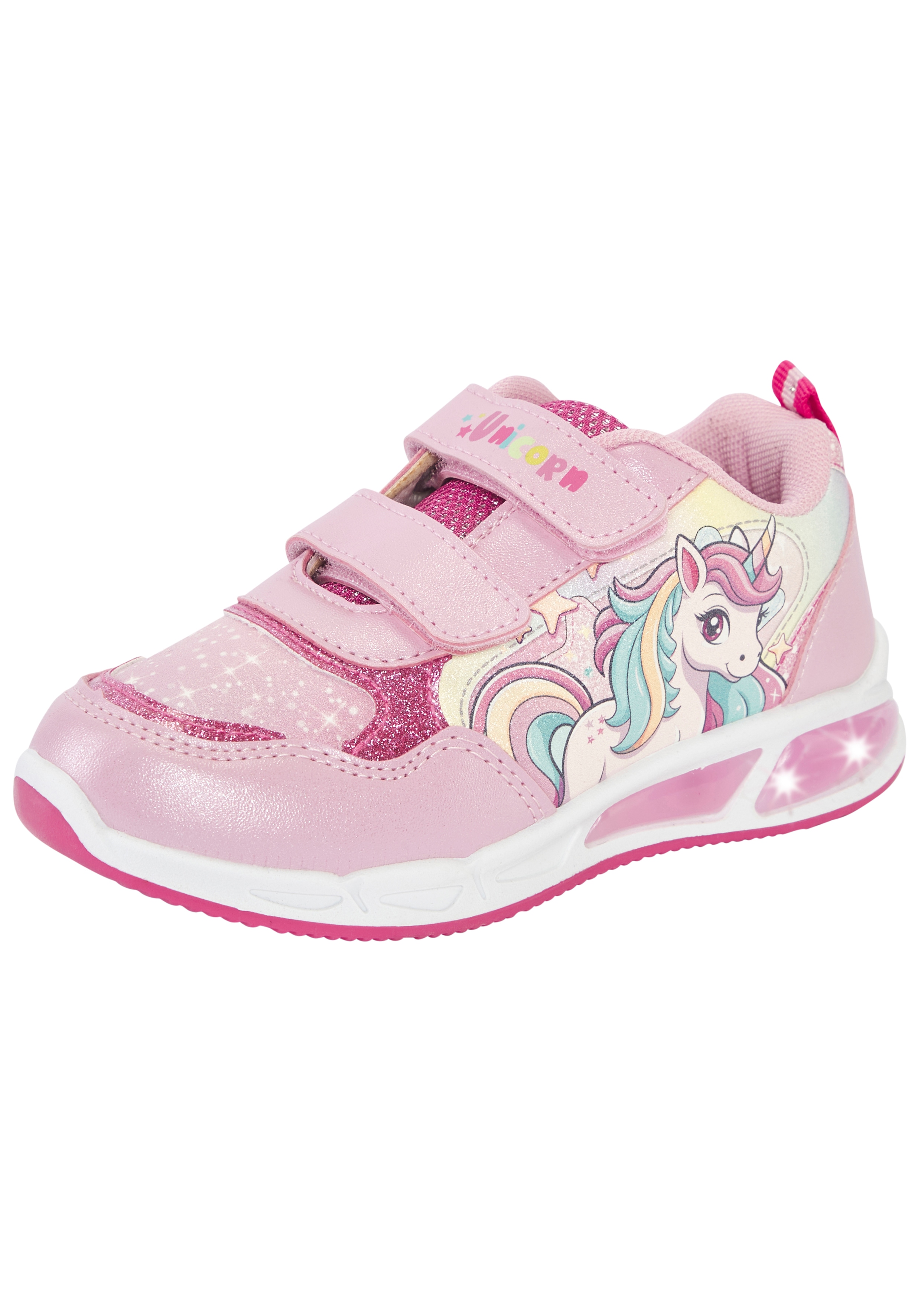 Sneaker DISNEY "UNICORN", Mädchen, Gr. 27, pink, Synthetik, Schuhe Sneaker, mit cooler Blinkfunktion