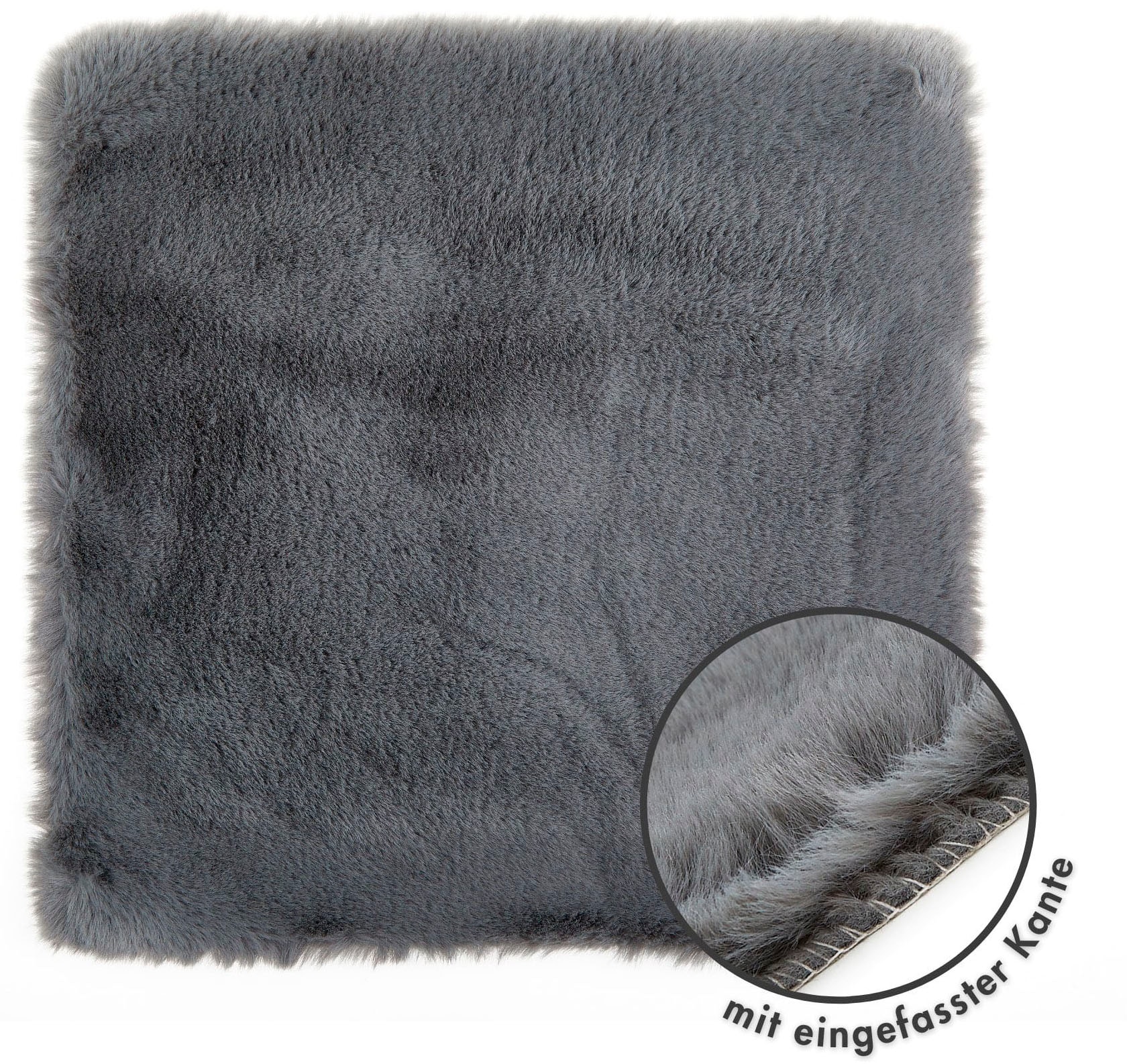 Stuhlkissen LUXOR LIVING "Sitzauflage Novara", grau (grafit, felloptik unifarben), B:40cm L:40cm, Polyester, Dekokissen_Sitzkissen_Kissenhüllen, Kunstfell, rund oder eckig, sehr weich, auch als 4er Set bestellbar