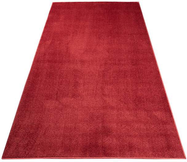 Teppich CARPET CITY "Softshine 2236", rot, B:80cm H:14mm L:300cm, Kunstfaser, Teppiche, Läufer, Hochflor, besonders weich, robust, Uni, Wohnzimmer Image