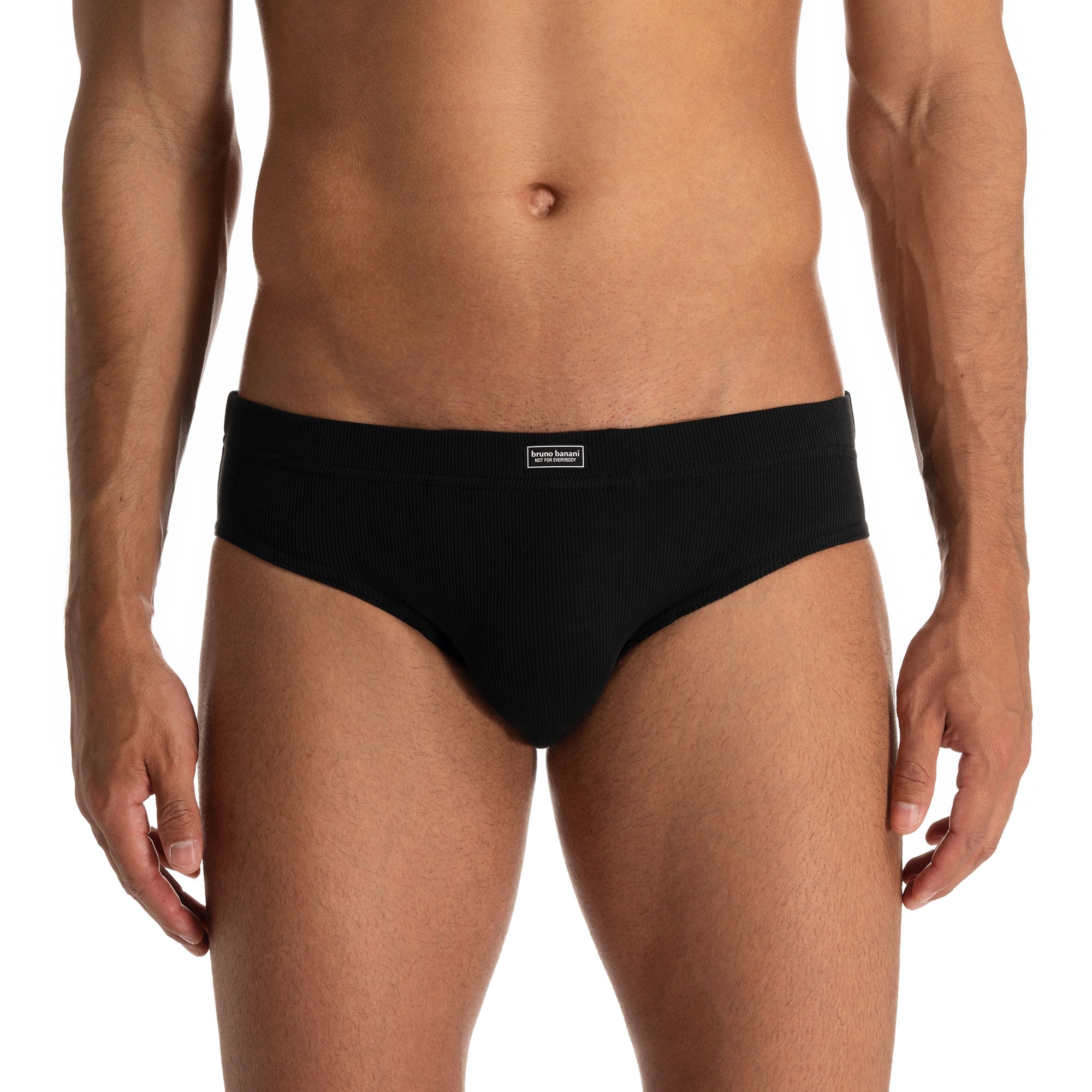 Slip BRUNO BANANI "FINE RIB", Herren, Gr. XL, schwarz, Feinripp, Obermaterial: 96% Baumwolle, 4% Elasthan, unifarben, Unterhosen, Feinripp, Komfortbündchen Image